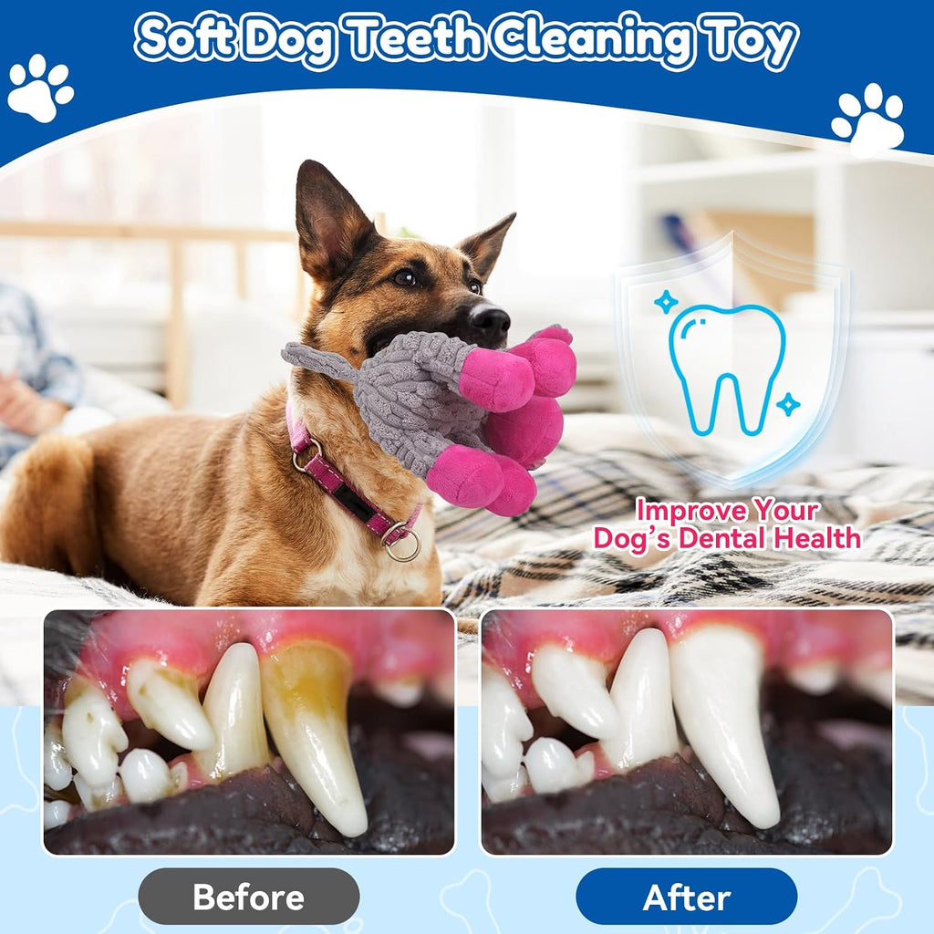 loncoldy Plush Chew Toys for Large Dogs, Tough Crinkle Stuffed Animal Squeaky Interactive Toys for Small Medium Large Dogs, Keep Them Busy, Big Pet Toys