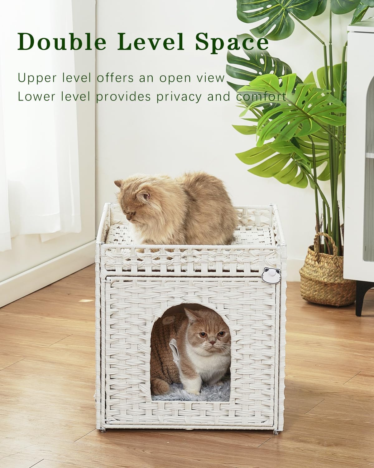 SETVSON Cat Houses for Indoor Cats Extra Large Double Cat Cave, White