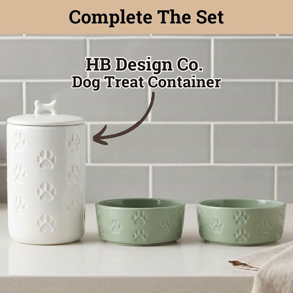 Ceramic Dog Bowl Set of 2 with Anti-Skid Base, 5.5"W x 2"H, 2 Cup Capacity