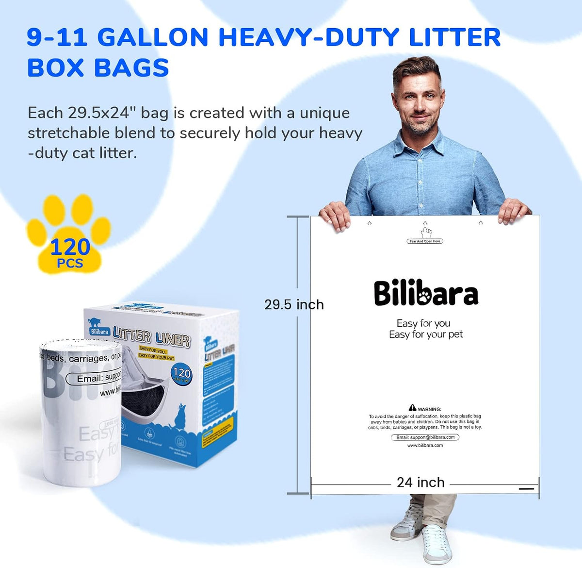 Litter Box Liner Bag Compatible with Cat litter Box Robots 3 and 4, 120 Pack - Extra Thick Waste Bags for Self-Cleaning Pet Kitty Litter Box Drawer Liners, 9-11 Gallons Kitchen Trash Bags