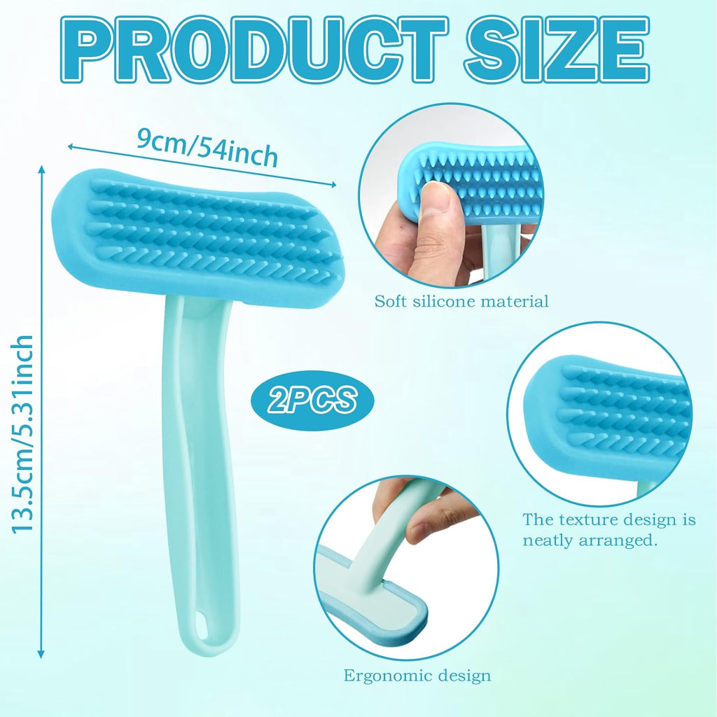 2Pcs Rabbit Bunny Soft Brush, Practical Brush for Rabbits Grooming, Soft Silicone Small Animal Massage Comb, Bunny Grooming Kit Supplies Suitable for Cats Puppies & Other Pets(Blue)