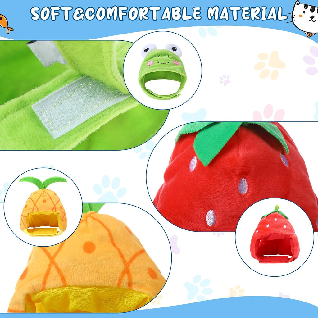Weewooday 5 Pcs Cat Hat, Avocado, Orange, Strawberry, Pineapple, Frog