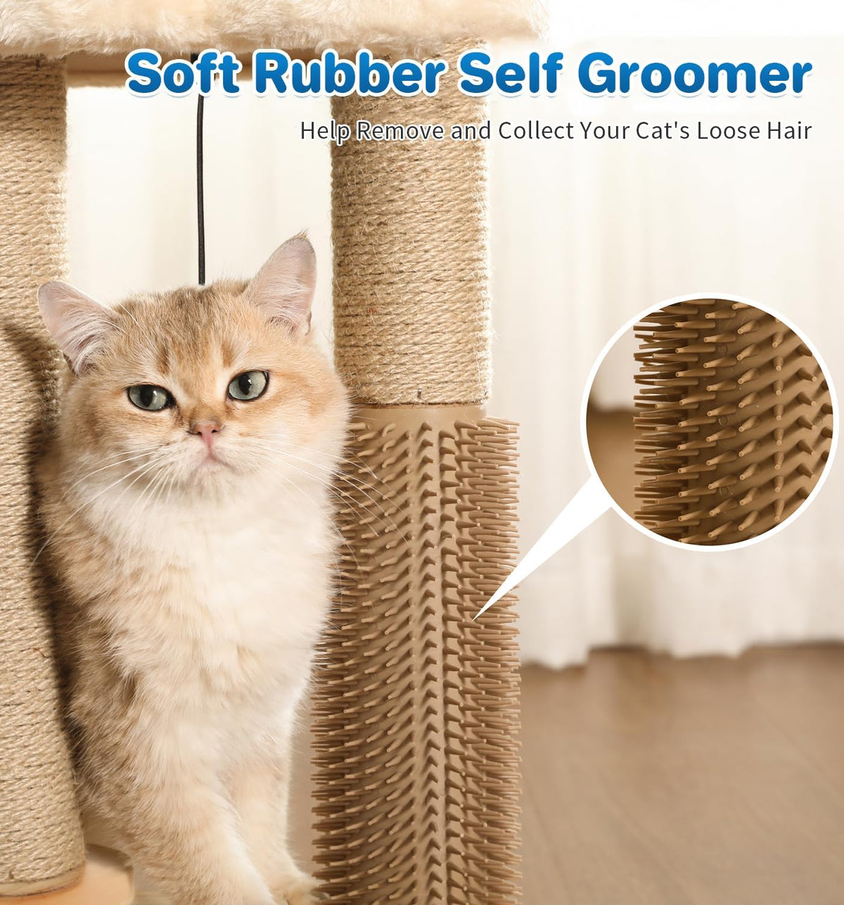 Made4Pets Kitten Toy Scratching Post with Self Groomer for Indoor Cats