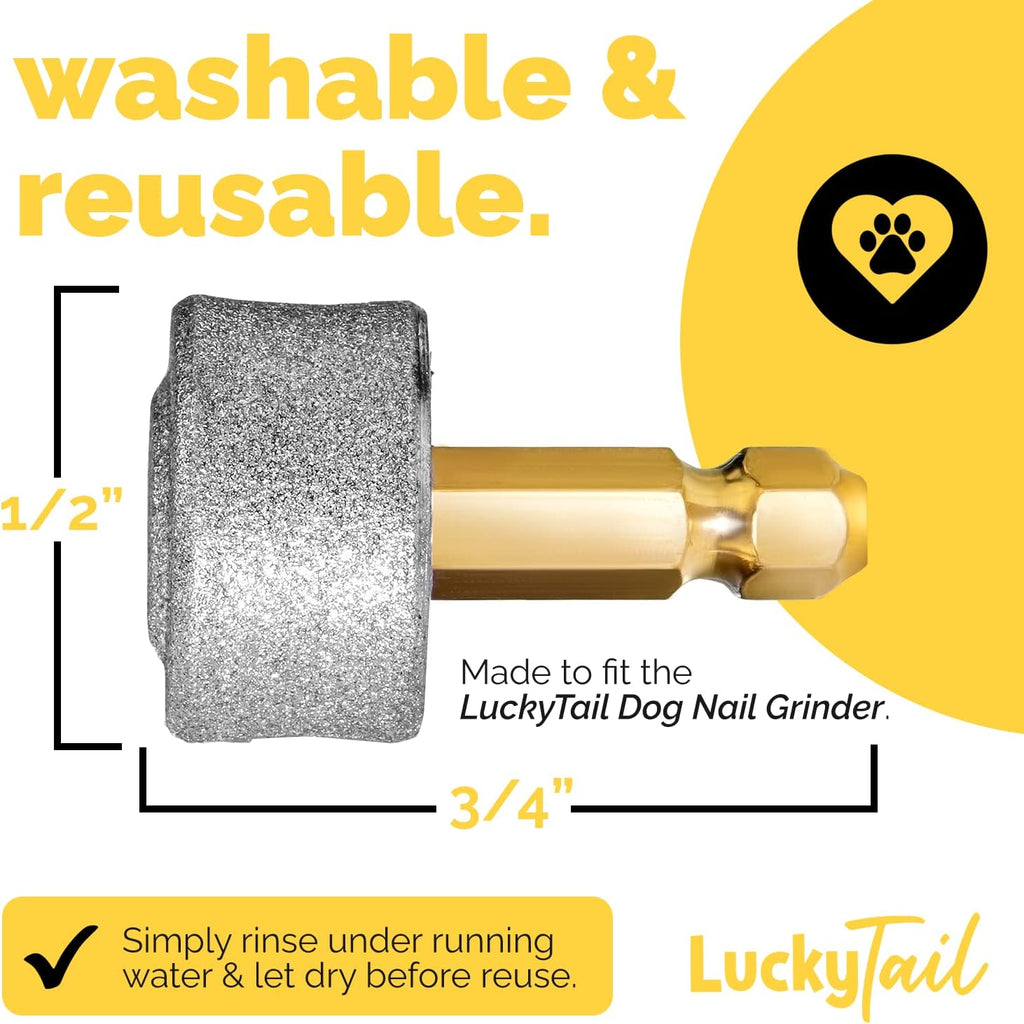 Dog Nail Grinder - Hard & Soft Replacement Heads - Small & Large Dogs - Premium Quality - Diamond Tip Drill Bit - Professional Dog Nail Trimmers - Grooming Tool kit - 2 Pack 