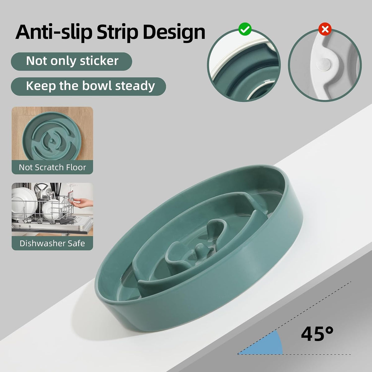 Havniva Ceramic Slow Feeder Dog Bowls, 6.1 in Slow Feeder for Small Breed
