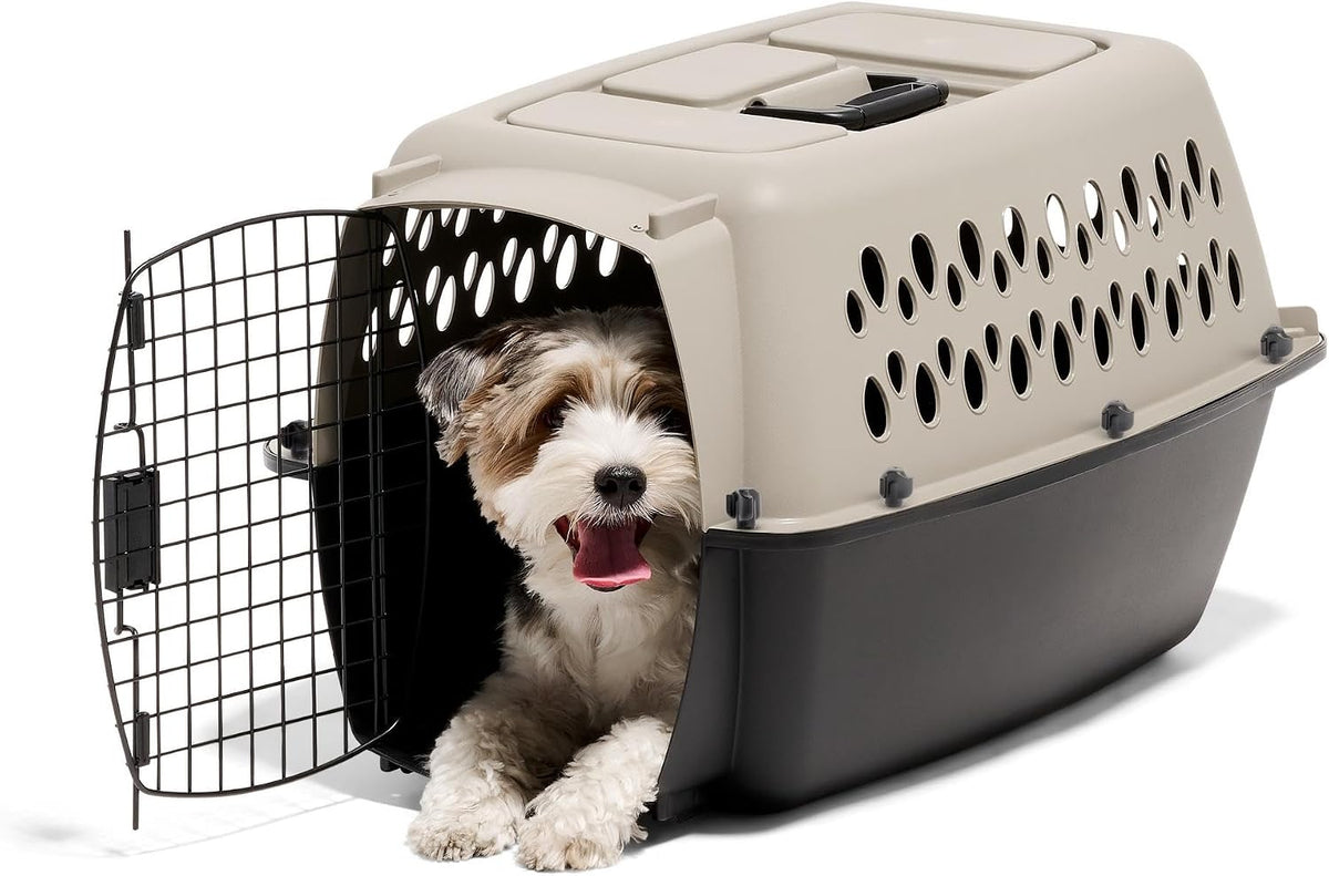 Petmate Vari Dog Kennel, Carrier, 10 to 20lbs, 24in, Taupe and Black