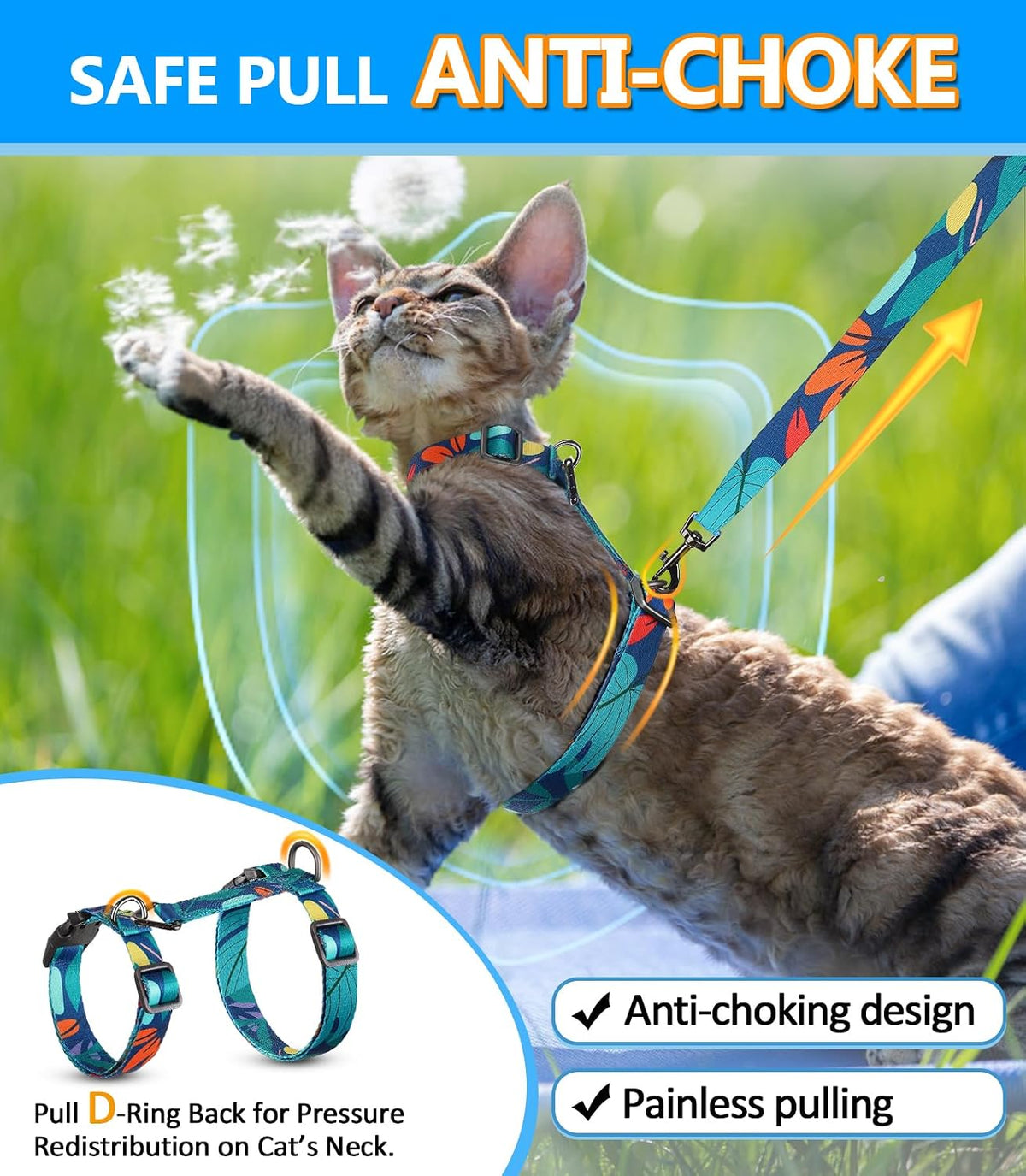 Halypet Cat Harness and Leash Set, Escape Proof Cat Harnesses