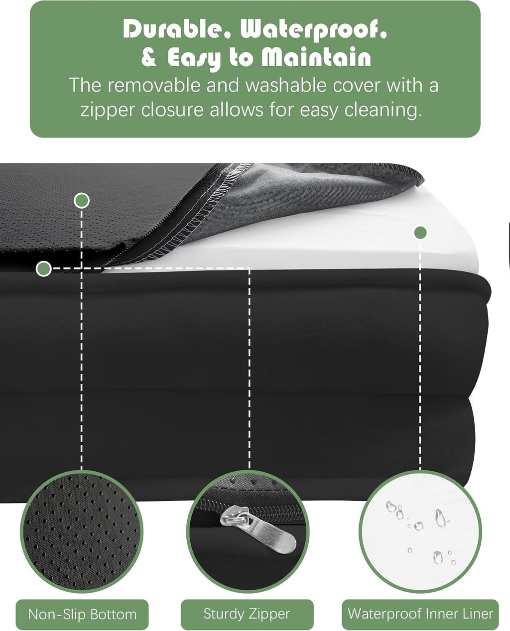 Spotted Play Orthopedic Dog Bed with Sides - Sofa Beds for Extra Large Dogs, Supportive Foam Pet Couch Bed with Washable Removable Cover, Waterproof Lining and Non-Slip Bottom, Black - XL-Plus