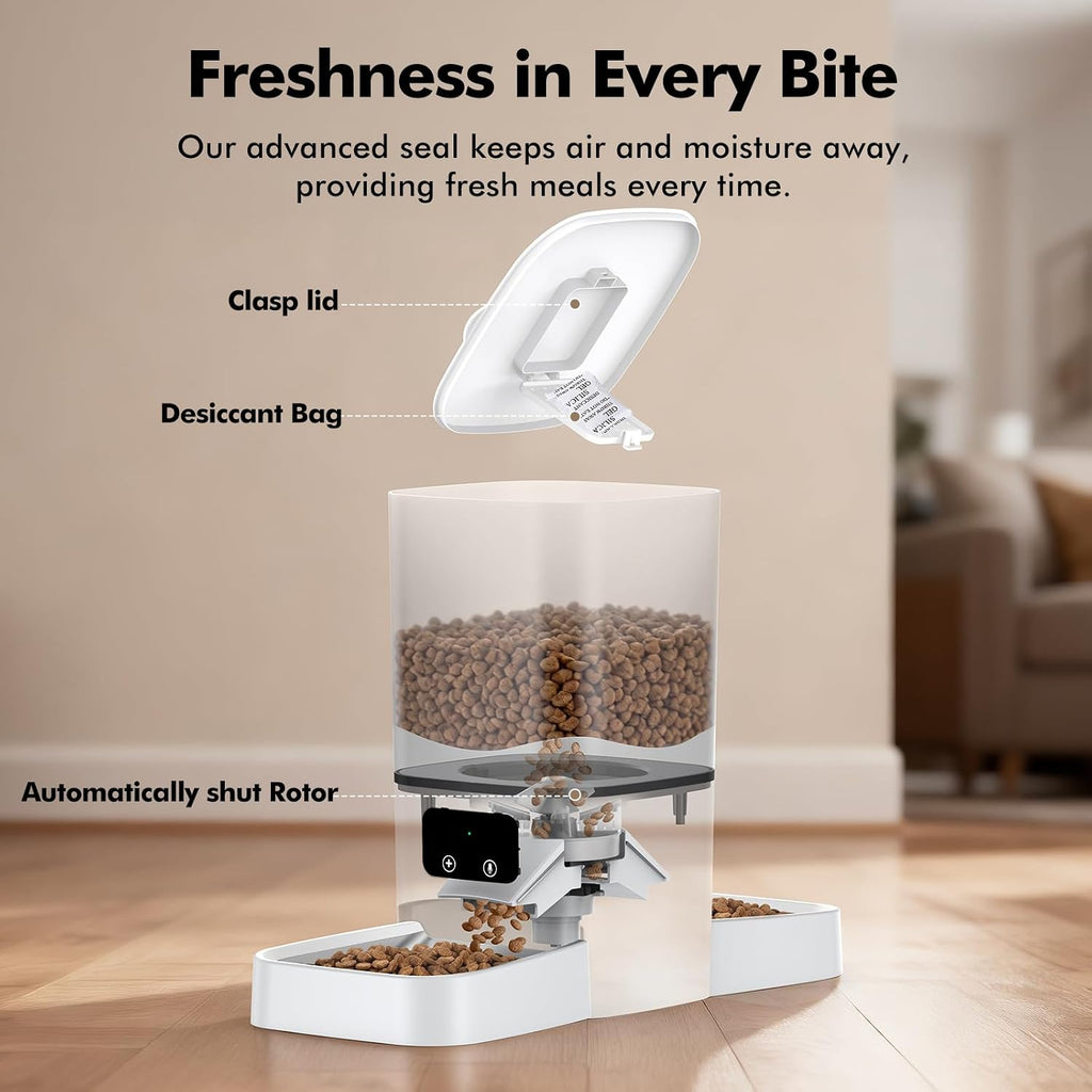 Automatic Cat Feeder for 2 Cats, Precise Portion Control, 6L Large Capacity