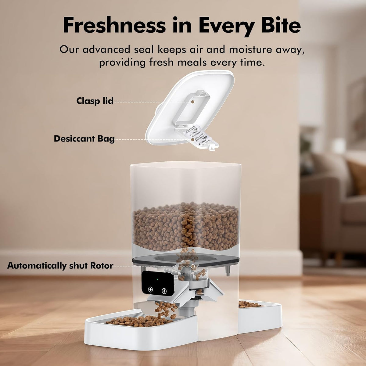 Automatic Cat Feeder for 2 Cats, Precise Portion Control, 6L Large Capacity