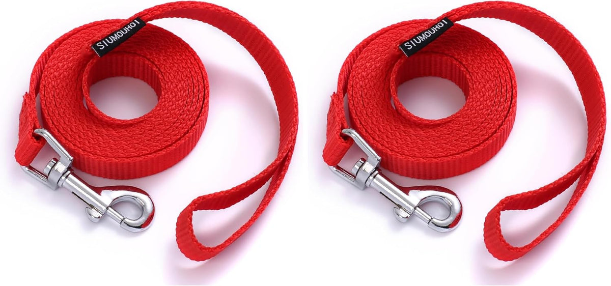 6 FT Puppy Leashes, Strong Traditional Style Leash with Easy to Use Collar Hook,Dog Lead Great for Small and Medium and Large Dog (Red, 5/8 in x 6 ft) (Pack of 2)