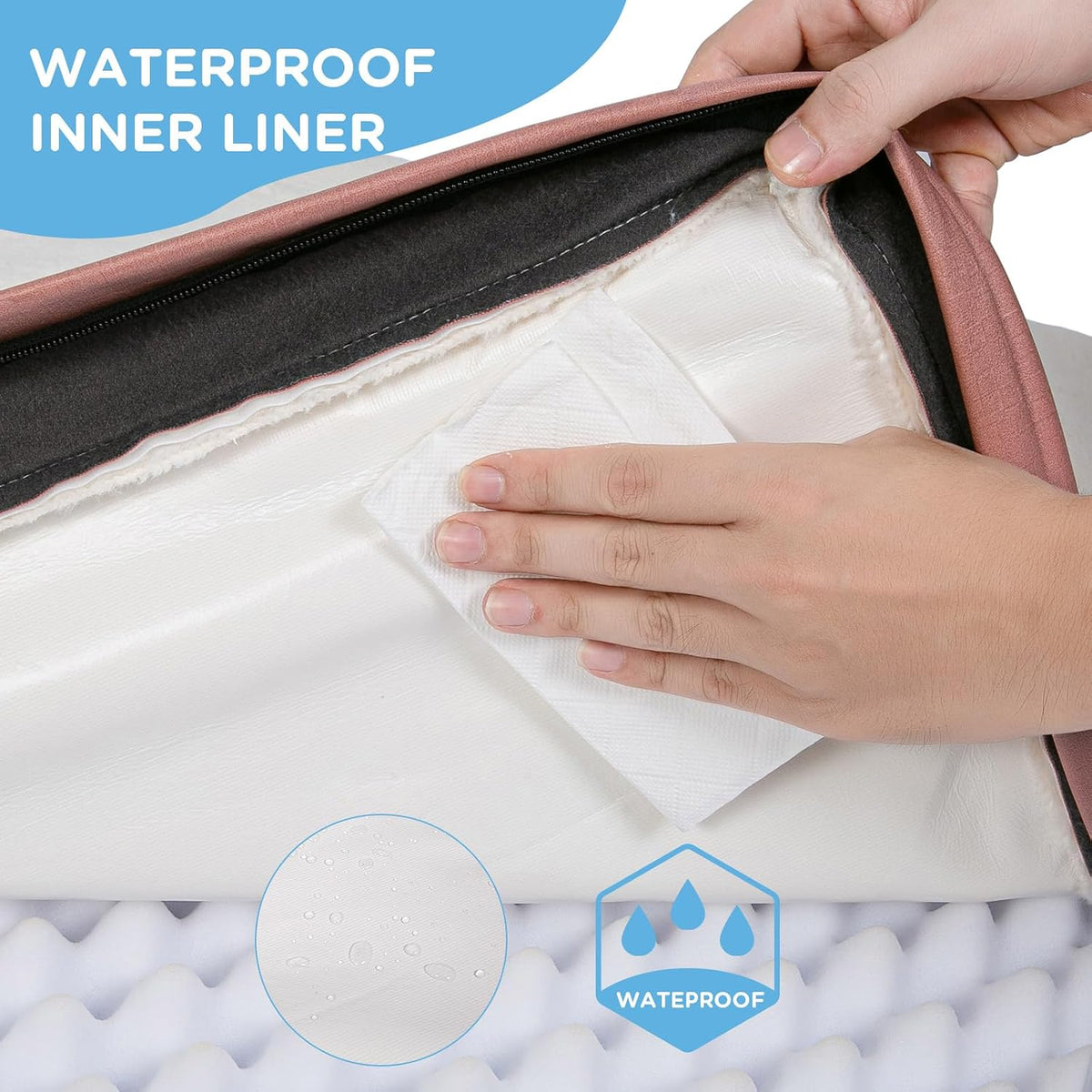 Sunheir Washable Orthopedic Medium Dog Bed, Large Waterproof Dog Crate Bed