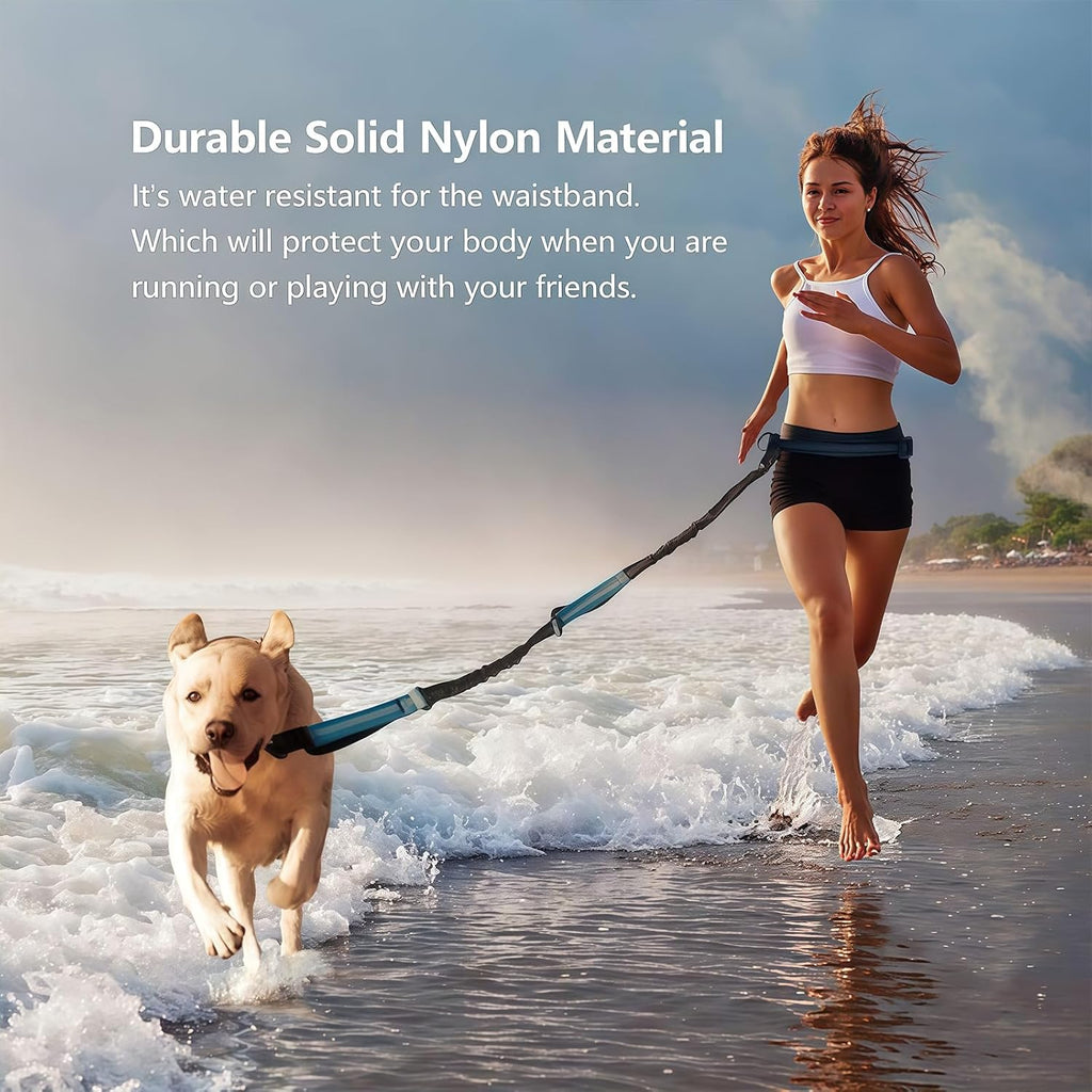 Uppetly Hands Free Dog Running Leash with Adjustable Waist Belt, Dual Handle Elastic Bungees Retractable Rope for Small and Medium Dogs, Reflective Stitches for Walking Hiking Biking (Medium, 8-25lb)