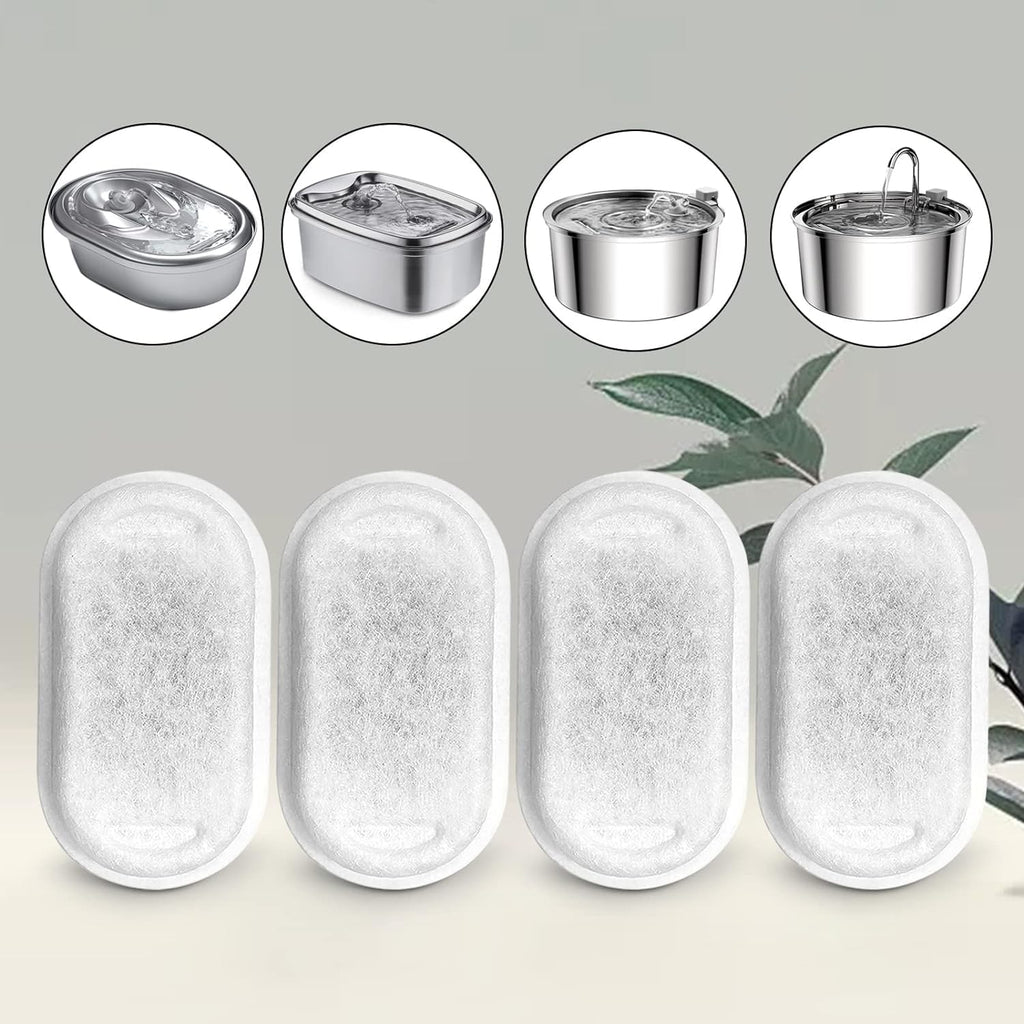 Cat Water Fountain Filters for 108/3.2L& 67oz/2L Stainless Steel Pet Water Dispenser Fountain Filters,8/12/16 Cat Fountain Filter Replacement with 8/12/16 Sponges (24 Filters& 24 Sponges)