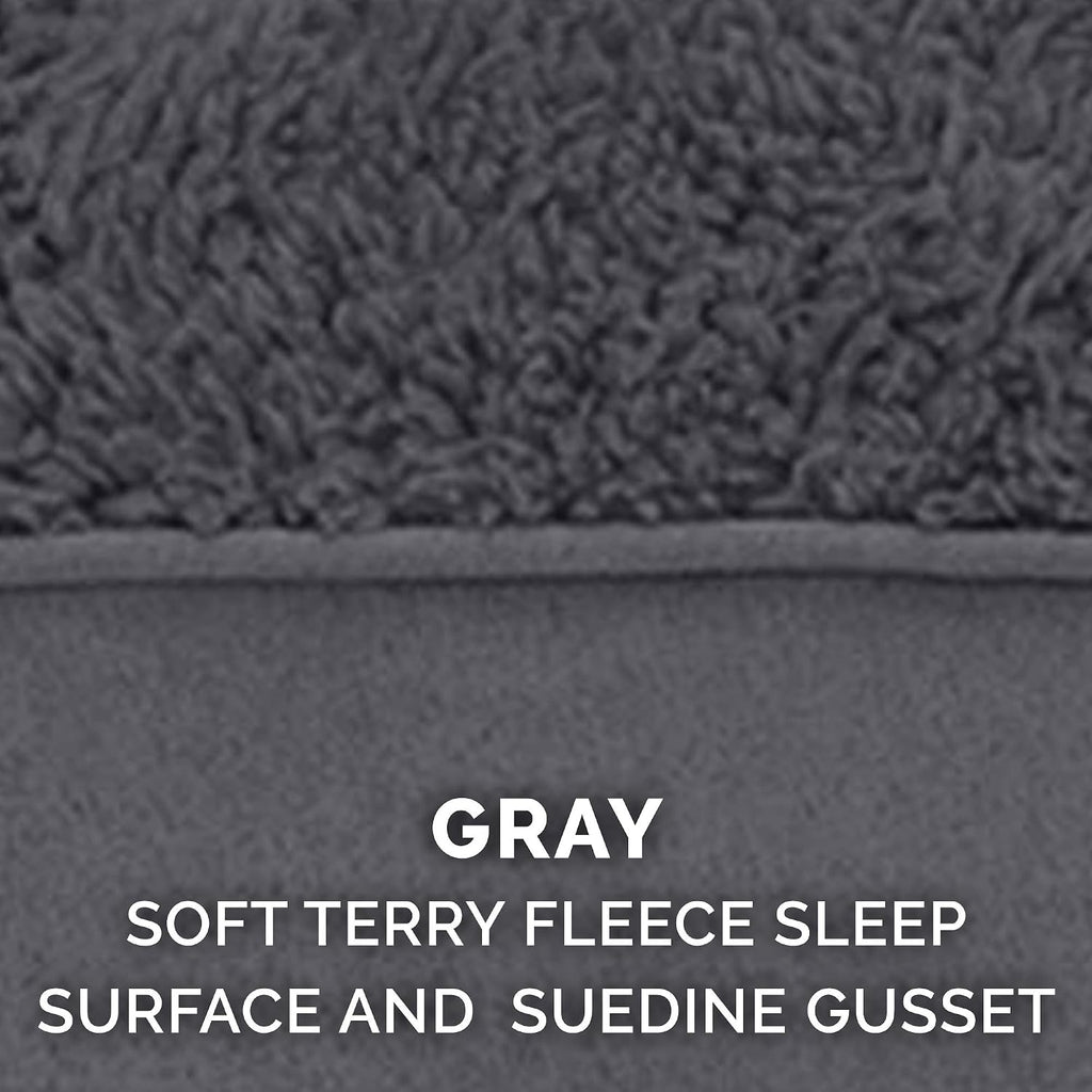 Furhaven Orthopedic Dog Bed for Large/Medium Dogs w/ Removable Washable Cover, For Dogs Up to 55 lbs - Terry & Suede Mattress - Gray, Large