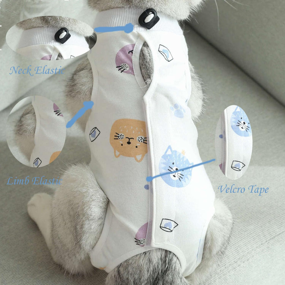Cat Recovery Suit Female Kitten Onesie for Cats After Surgery Female Spay Surgical Abdominal Wound Skin Diseases Cone Collar Soft Alternative Wear (Cat, L)