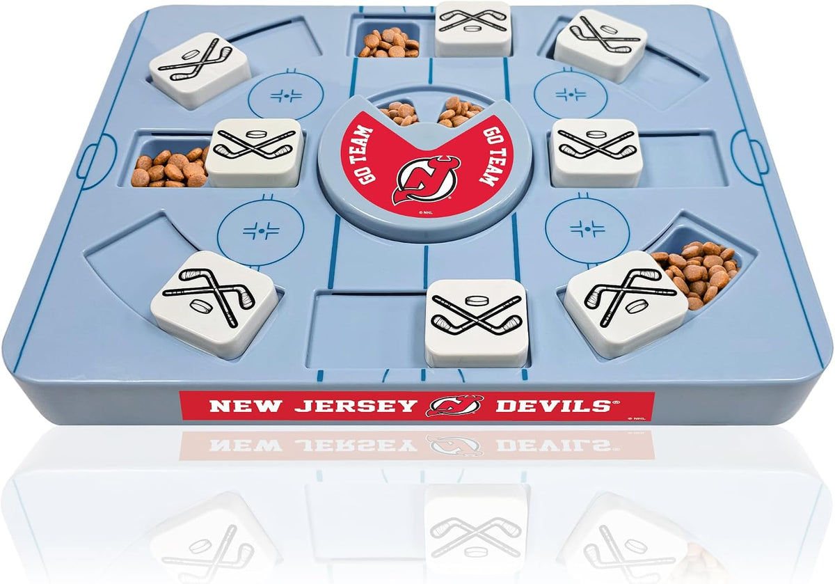 Pets First NHL NEW Jersey Devils Large Puzzle Toy, New Size, Interactive Dog Treat & Slow Feeding Toy