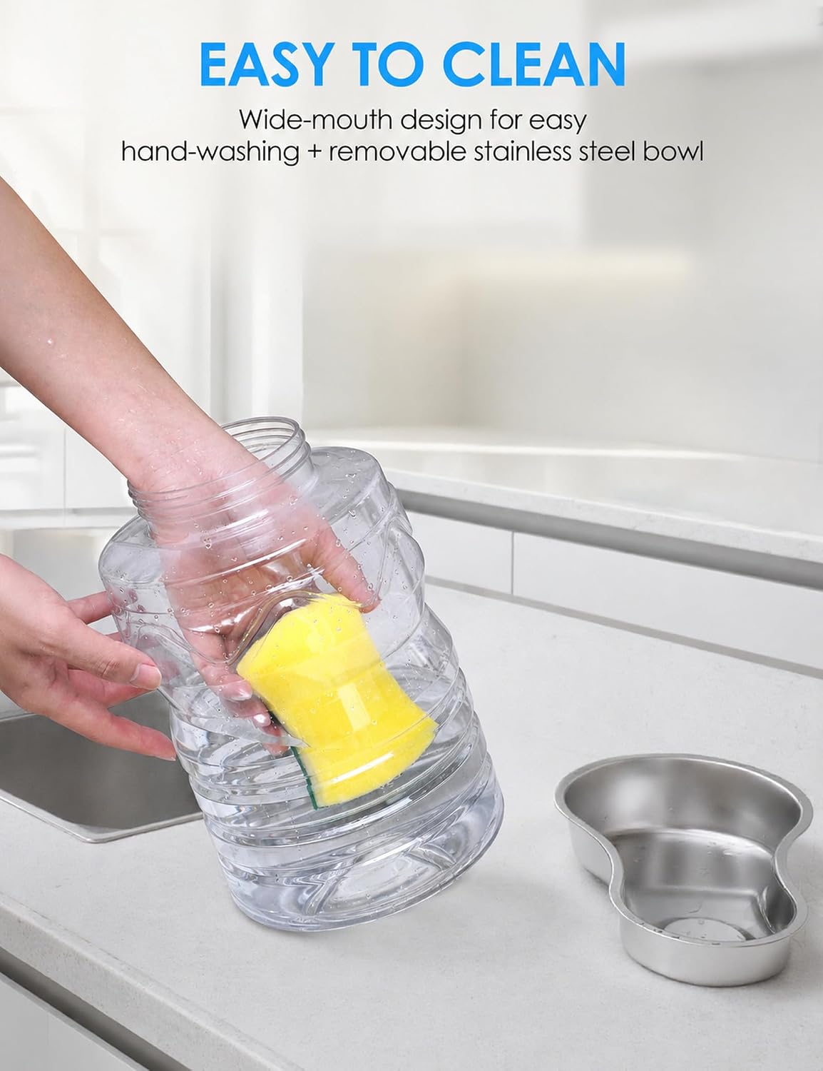 Heouvo 1.3 Gal Gravity Cat Water Dispenser, Wide-Mouth, 3 Filters, White
