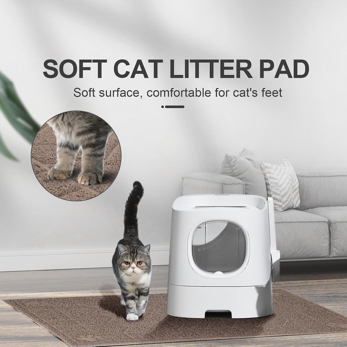 Cat Litter Box Mat, 35" x 24" Large Waterproof Litter Trapping Mat | Thick Mesh Traps Litter, Non-Slip Kitty Litter Mat for Indoor Cat, Soft Paws, BPA-Free, Multi-Use, Easy Clean, Large Coverage