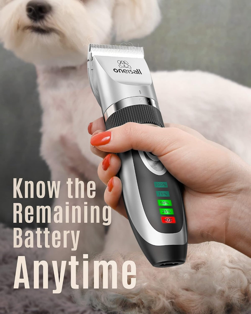 oneisall Dog Clipper for Small and Large Dogs Cats Silver