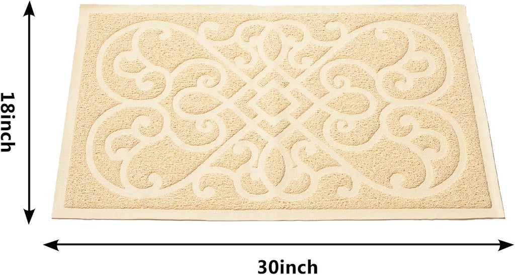 PetLike Cat Litter Box Mat, Thick Kitty Litter Trapping Mat, Durable,Waterproof &Washable with Non-Slip Backing, Soft on Kitty Paws and Easy to Clean, BPA Free 30x18, Beige