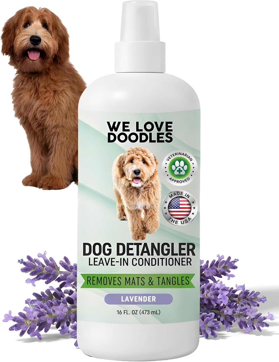 Dog Detangler Spray, Leave-in Conditioner Spray for Dogs, Lavender, 16 oz