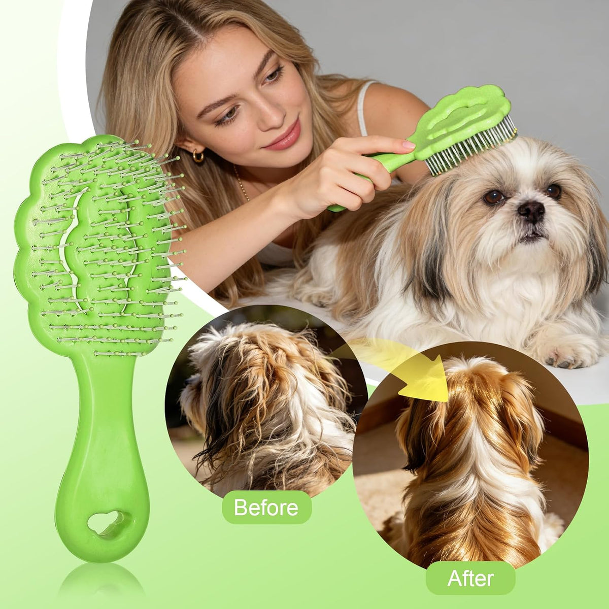 Cloud Shape Small Dog Grooming Brush, Soft Puppy Brush (Green) | Ideal Gentle Puppy Hair Brushes for Maltese and Small Breeds- Perfect for Shih Tzus, Yorkies, and Maltipoos