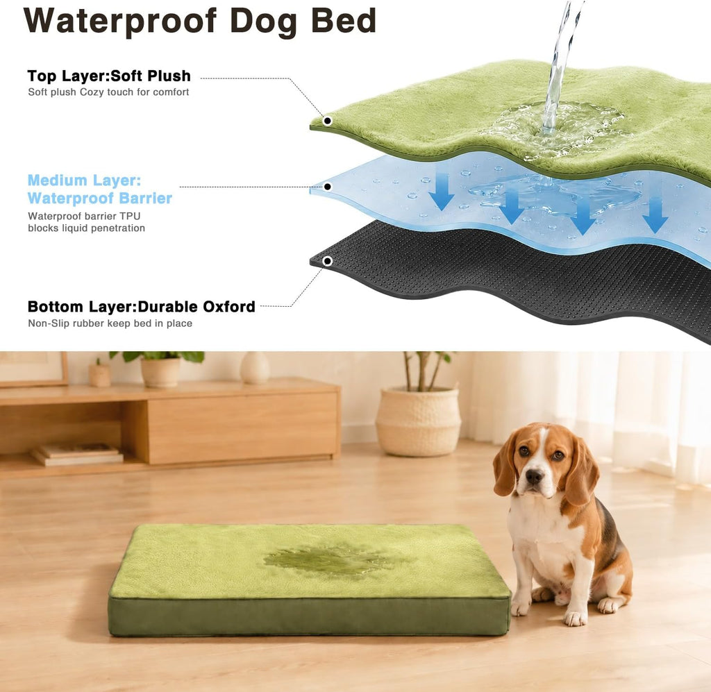 NUPIDA Waterproof XL Extra Large Dog Crate Bed with Washable Cover, 41x27