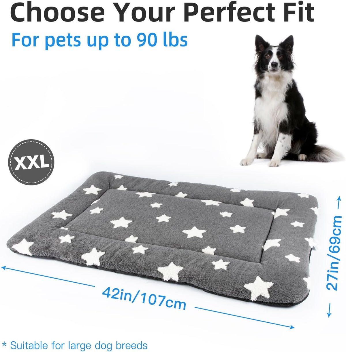 Mora Pets Dog Crate Pad Dog Bed for Crate Washable Flat Pet Kennel Mat Cute