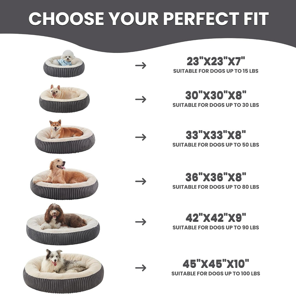 42 inches Calming Donut Dog Bed for Large Plus Dogs,Charcoal