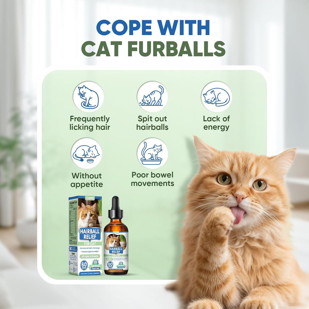 Cat Hairball Remedy Drops 60ml (2 fl oz) 2 Pack for All Breeds & Ages
