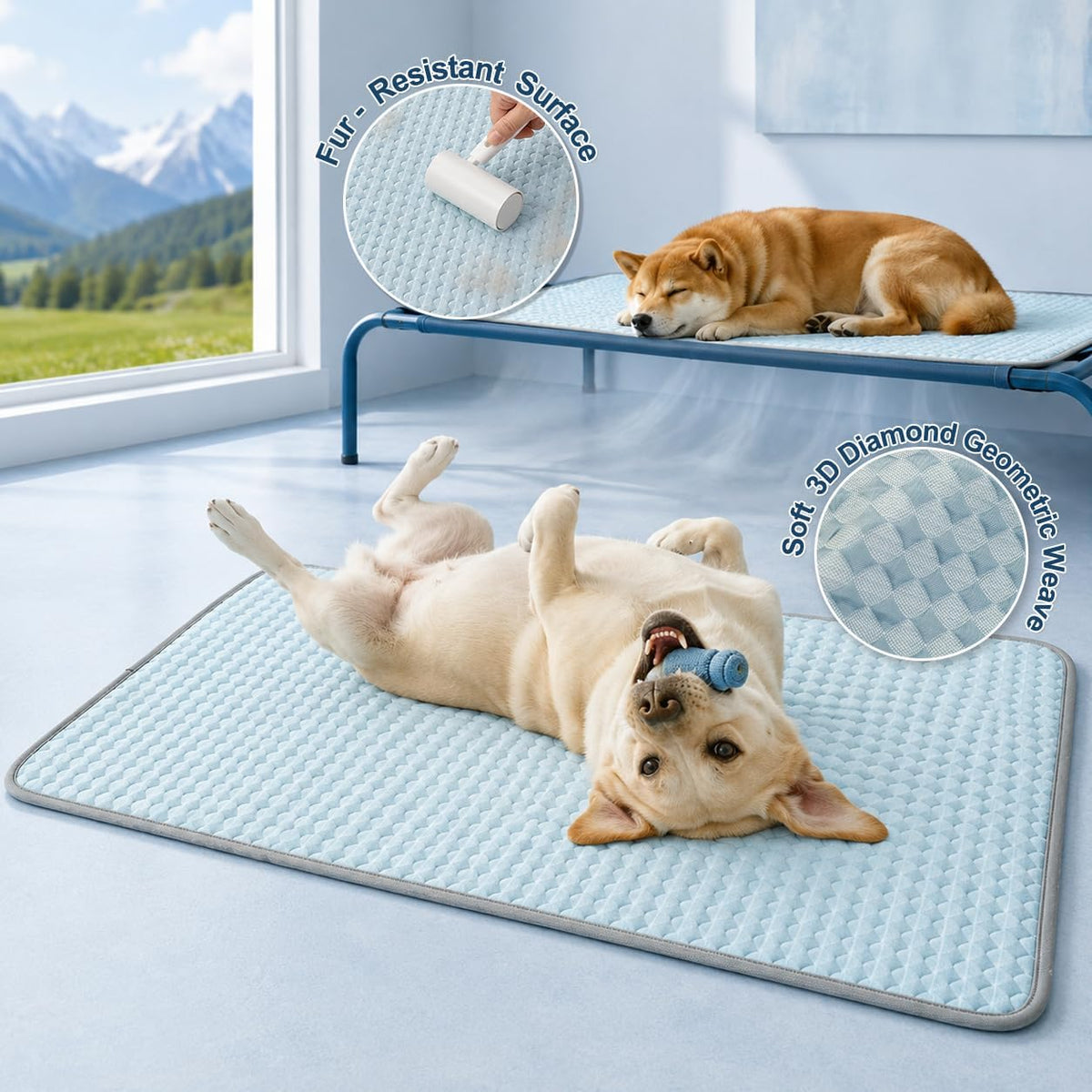 Dog Cooling Mat for Large Dogs,48"x30" Washable Cooling Crate Mat for Dogs & Cats