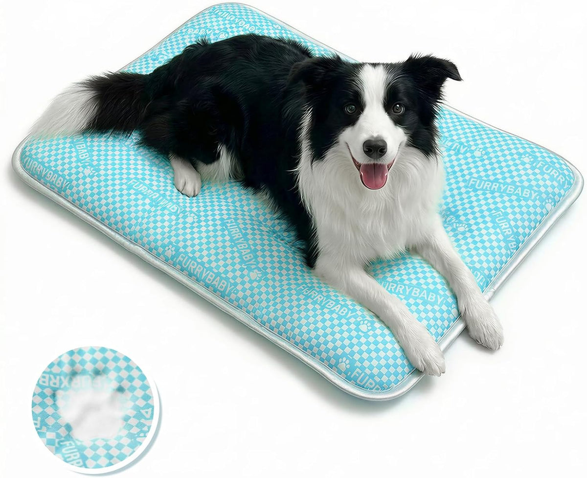 furrybaby Dog Cooling Mat, Washable Thick Mat for Dogs Cats, 35x28, Sea