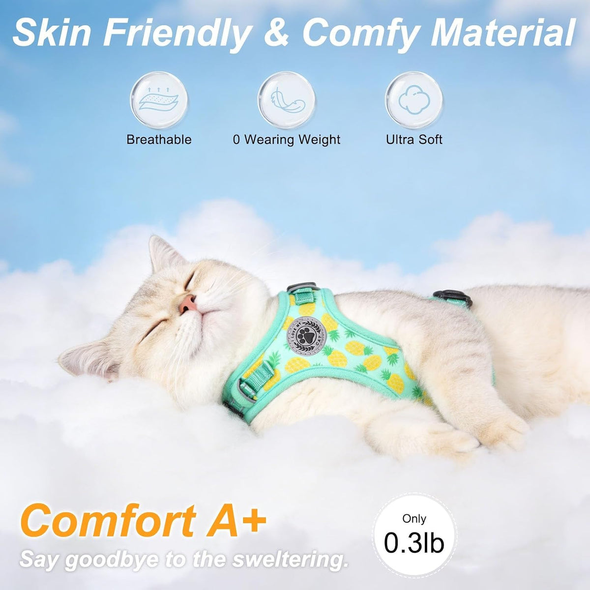 BEAUTYZOO Cat Harness and Leash Set, Escape Proof and Adjustable, Green