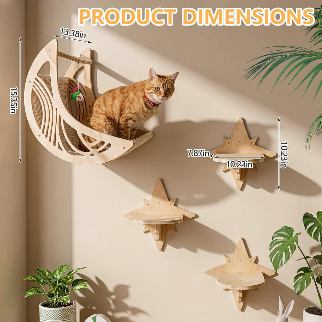 Moon & Star Cat Wall Shelves, Cat Wall Furniture for Indoor Cats