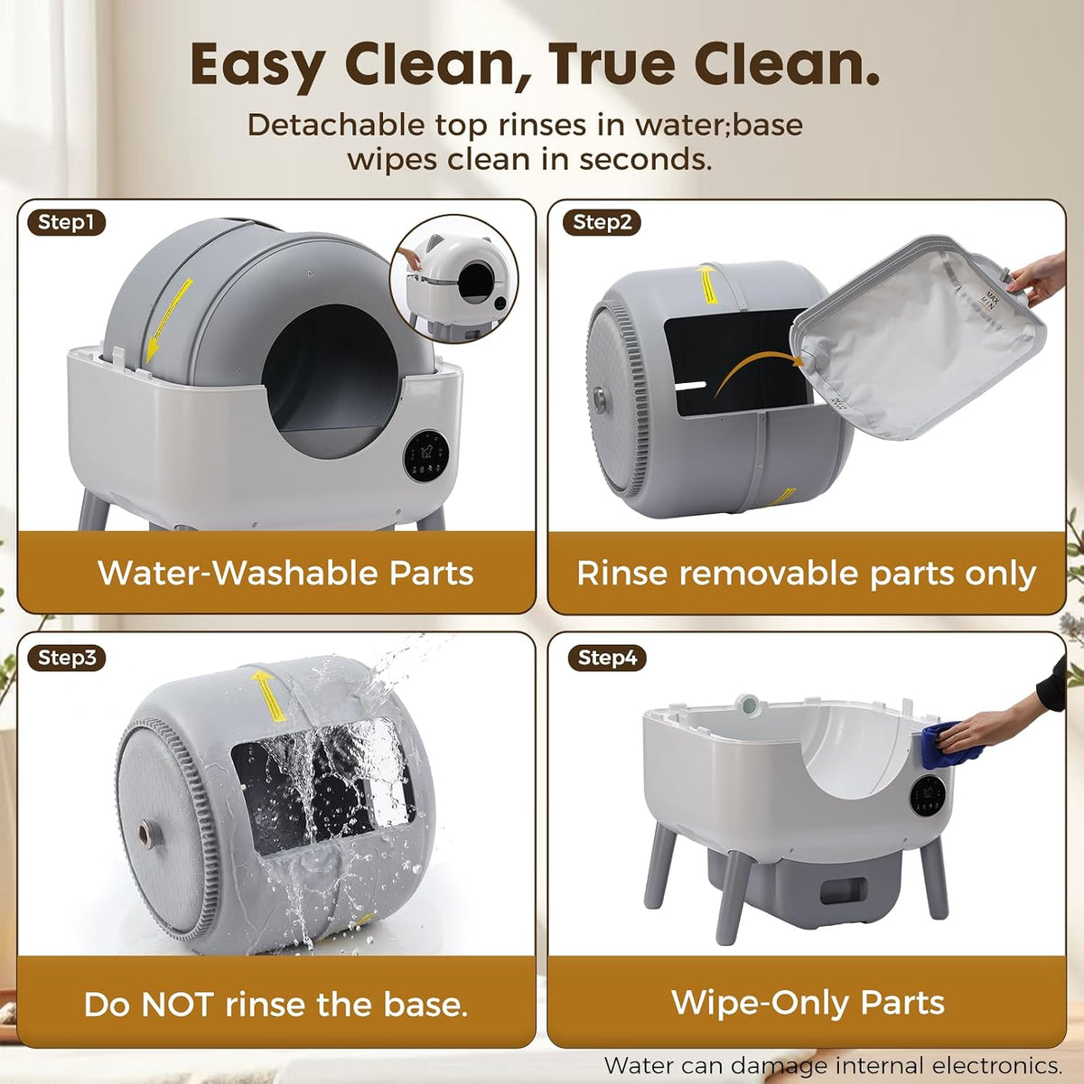GTPLAYER Automatic Self-Cleaning Cat Litter Box, 2026 Upgraded 66L+18.6L Extra-Large Covered Smart Box with App Control, Safety Sensor System, Easy-Clean Waste Bin, Ideal for Multi-Cat Homes,White