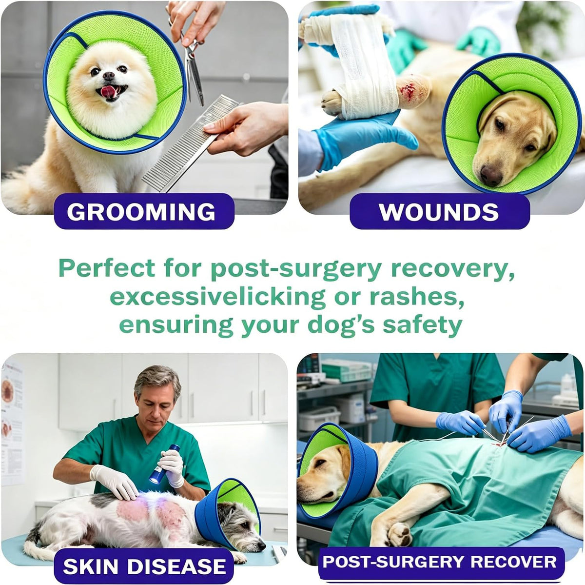 Soft Dog Cone Collar,Adjustable Comfy Cone for Dogs to Stop Licking