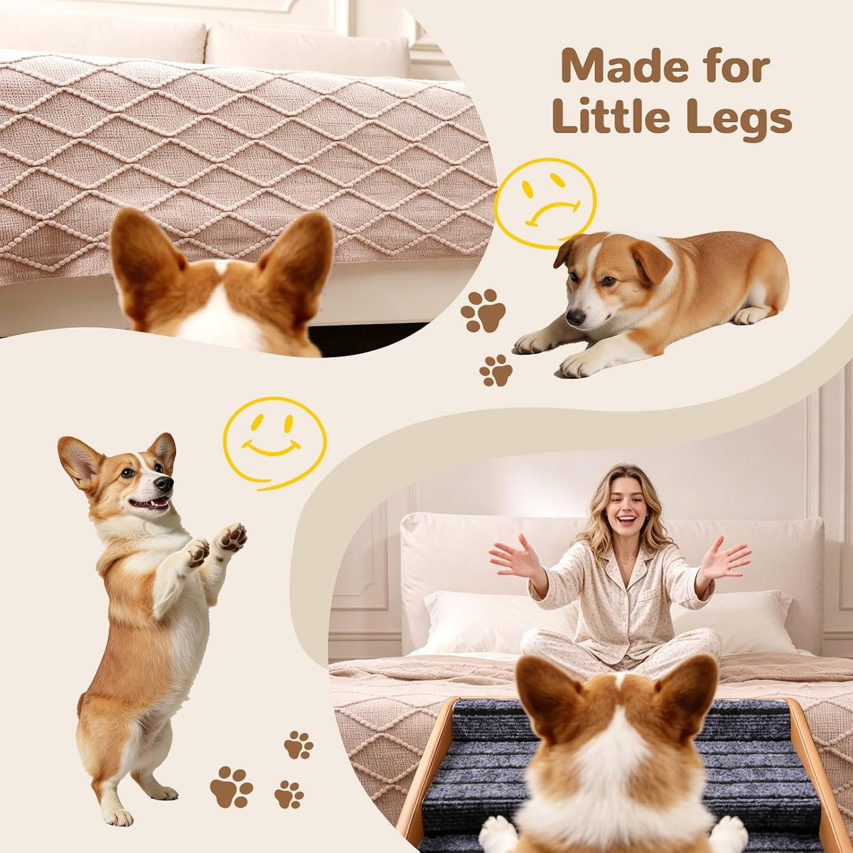 Pet Stairs for High Beds Foldable,Dog Steps for Large Dogs 21.06" H