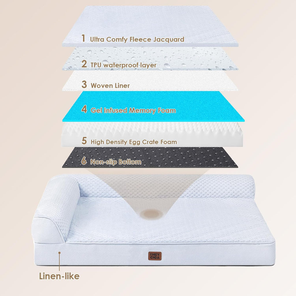 EHEYCIGA Orthopedic Dog Bed, Medium Memory Foam Dog Bed, Washblue