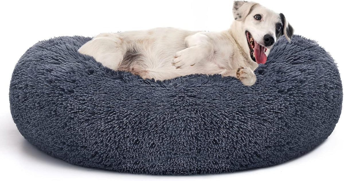 MIXJOY Orthopedic Dog Bed Comfortable Donut Cuddler Round Pet Beds Ultra Soft Washable Dog and Cat Cushion Bed (30'', Dark Gray)