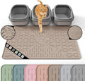 OHMO XL Cat Litter Mat, 37.5x25.2 Silicone Trapping Mat Beige | for Kitty Litter Box, Easy Clean, BPA Free Rubber, Center Litter Collection, Easy Pour-Back, Waterproof, Odor-Resistant