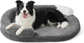 JOEJOY Orthopedic Dog Beds Large Sized Dog, Washable Waterproof Oval Large Dog Bed with Removable Cover, Big Egg-Crate Memory Foam Pet Bed with Bolster Sides & Non-Skid Bottom, Dark Grey, 36''x27''