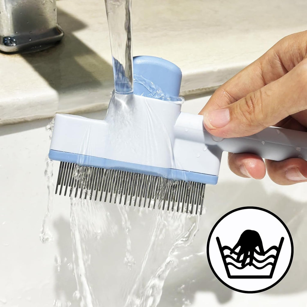 2pcs Cat Comb Set Flea Comb 2 Styles Pet Comb Self Cleaning Upgraded Cat Brush for Long Haired Cats & Dogs