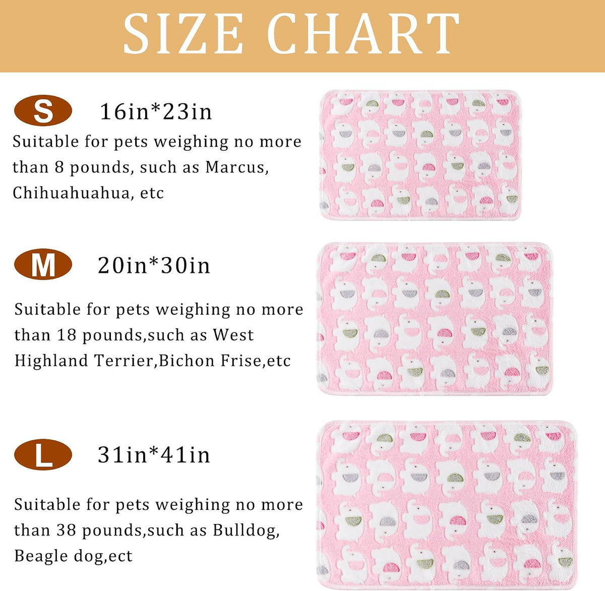 1 Pack 3 Blankets for Dog Puppy Cat (Small 23x16'', Pink, Yellow, Blue)