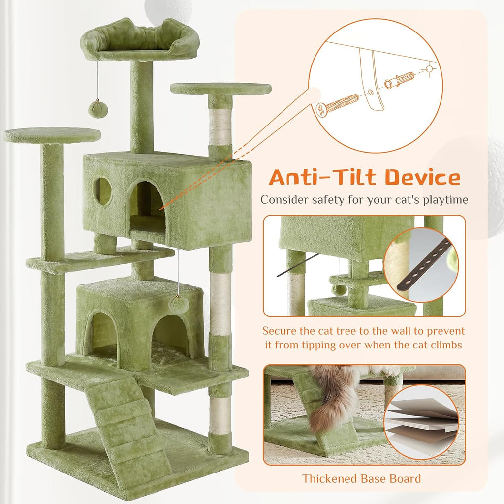 54 Inch Cat Tree Tower with Natural Sisal Scratching Post