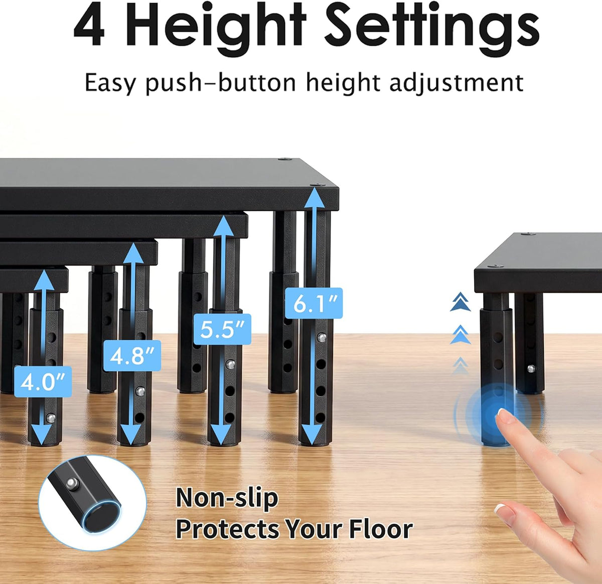 ECOLOVI Height-Adjustable Cat Food Stand, Elevated Cat Feeder Stand for Automatic Feeder & Bowls, Lifted Cat Food Table Station, Raises Feeder/Bowl, Relieves Spine and Joints Noticeably, Black