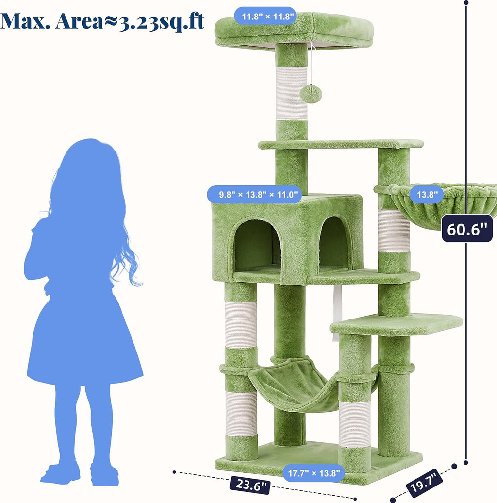 Hey-brother Cat Tree, Multi-Level Sisal Covered Scratching Posts, MPJ050GR