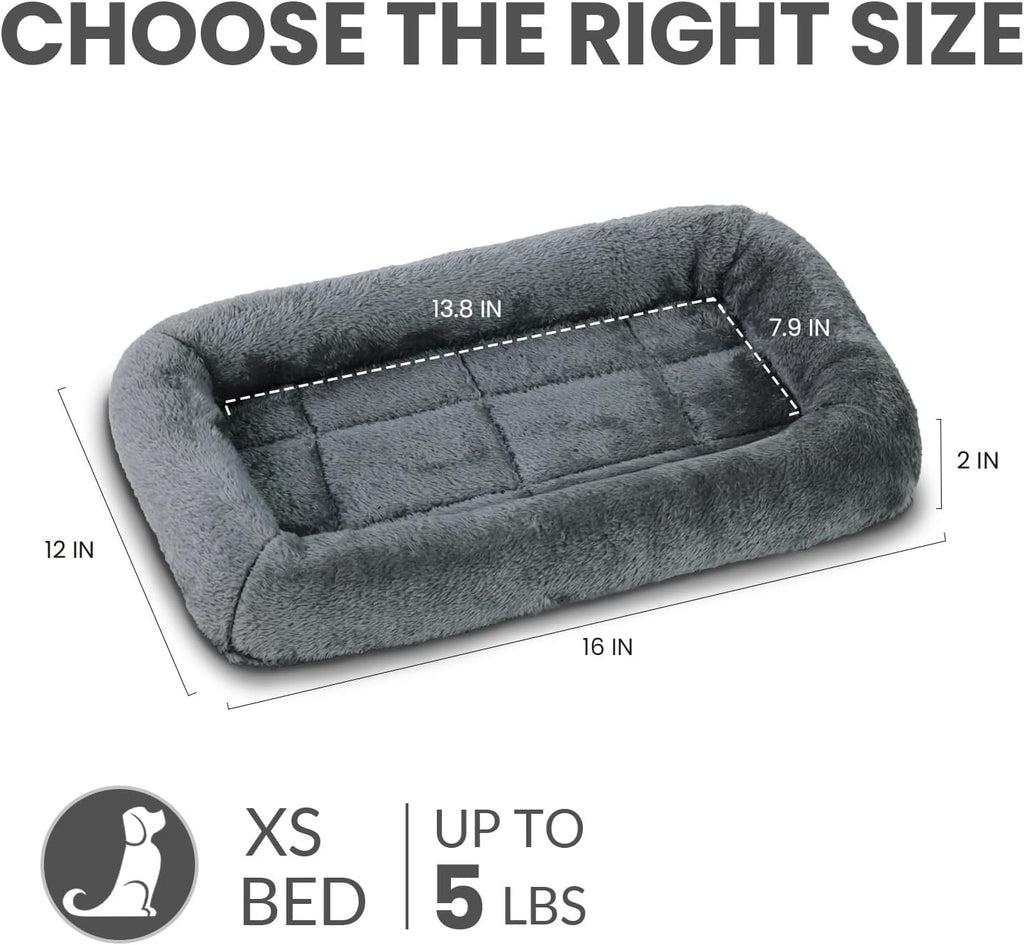Patas Lague Small Dog Bed Bolster Pet Crate Mat 16''x12'' Dark Grey