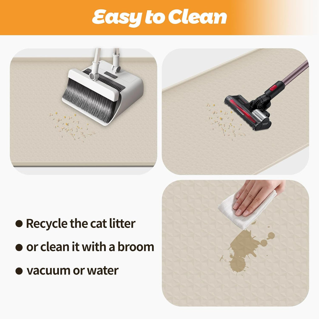 Cat Litter Mat for Litter Box 51"x25.6" Extra Large Silicone Mat, Beige