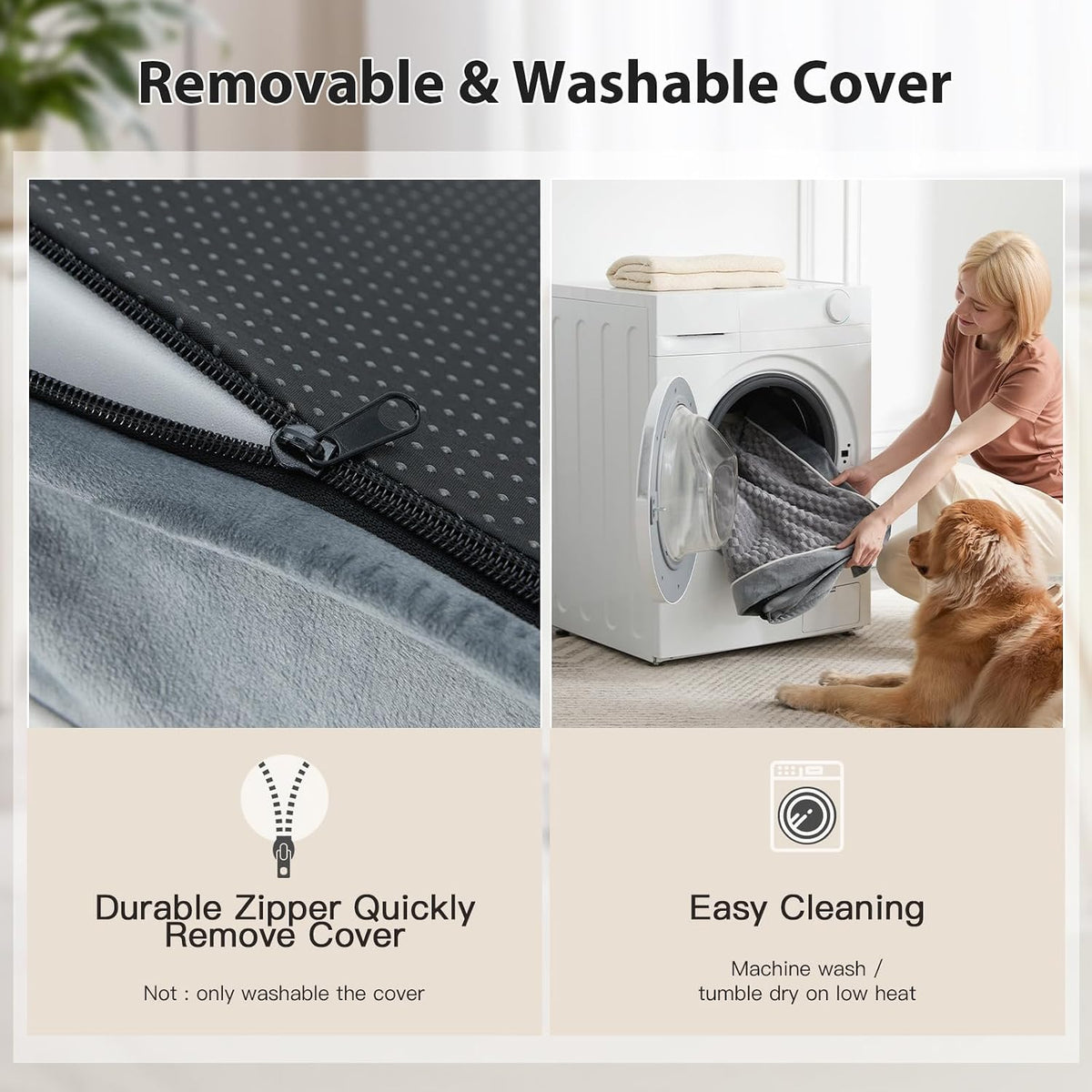 LEXTRO XL Waterproof Orthopedic Dog Bed for Crate Mat, 41x27 Extra Large Dog Bed Washable with Removable Washable Cover, Comfortable Dogs Crate Pad for Large Size Dogs, Gray